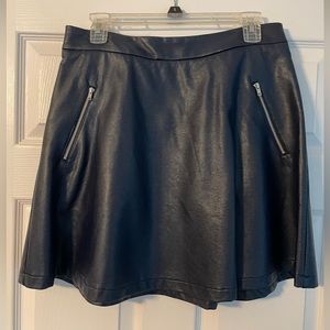 A line mini blue leather skirt